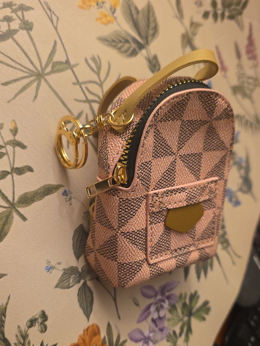 Inspired Pink Geometric Mini Backpack Keychain - Stylish Accent Accessory